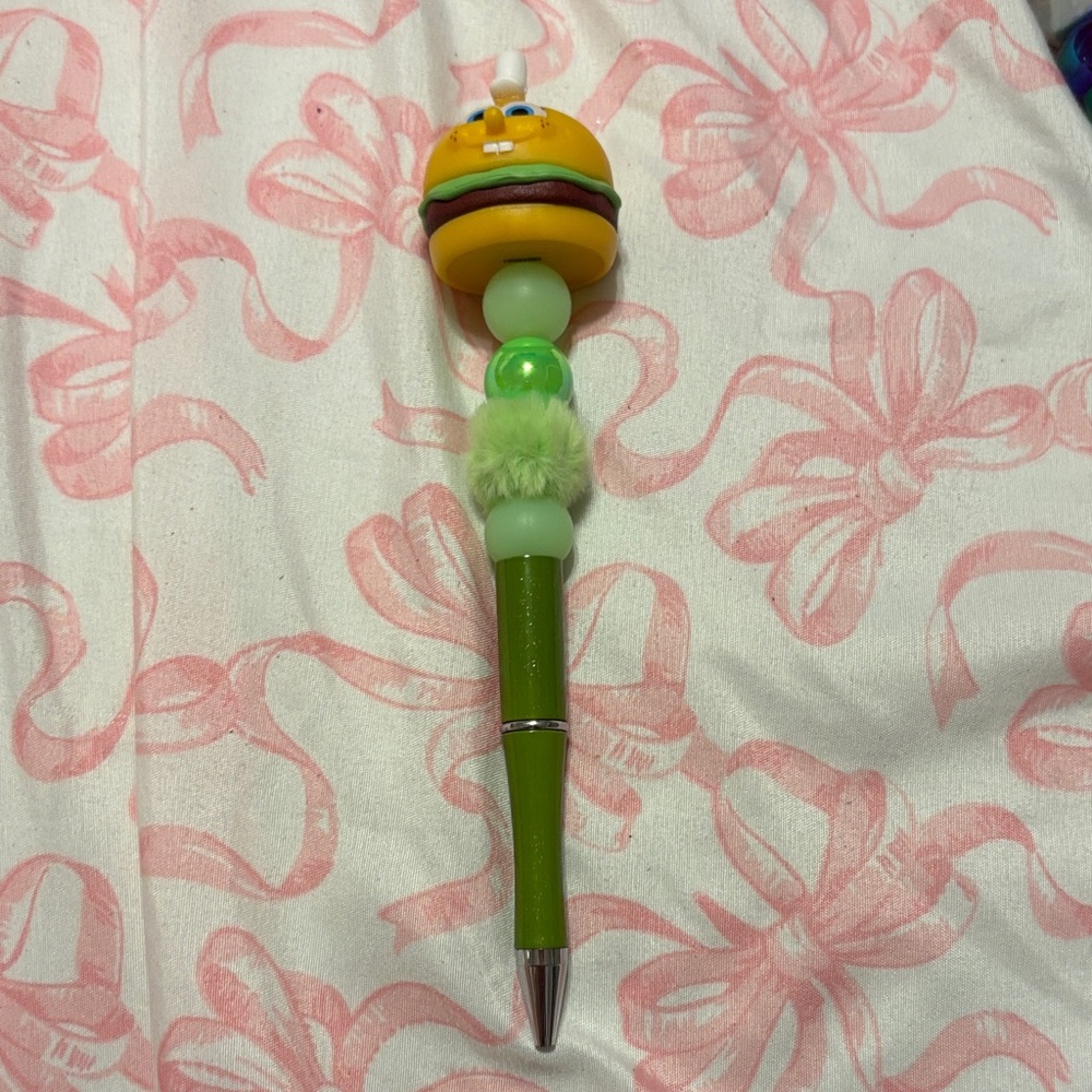 Handmade SpongeBob SquarePants fun krabby patty Novelty Pen with Green Accents